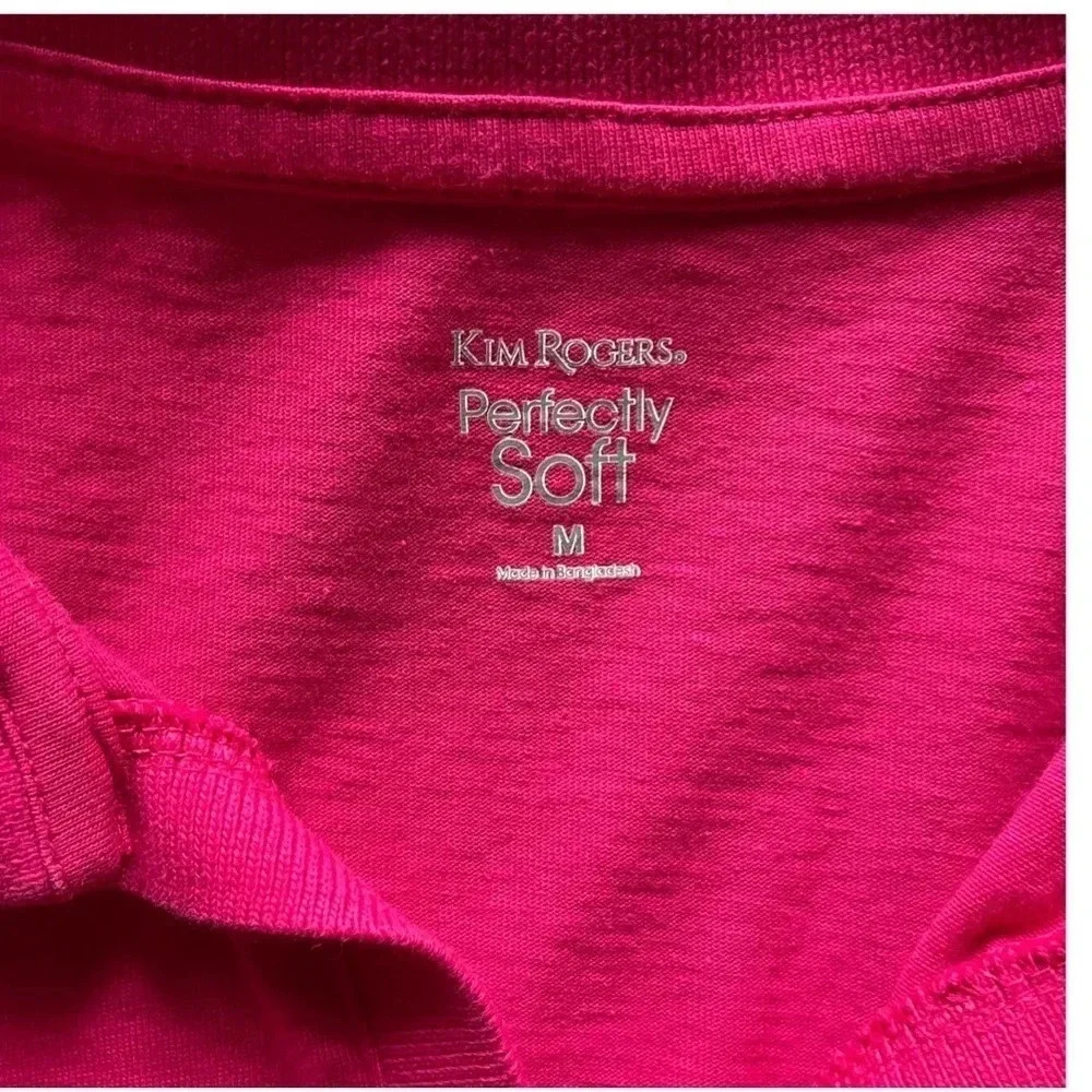 Kim Rogers Perfectly Soft 3/4 Sleeve Women’s Pink Casual Shirt Medium - Picture 6 of 9